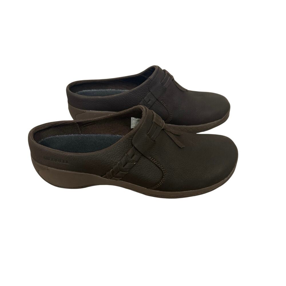Merrell Encore Kassie Tassel Mules Clogs 8.5 Brown Leather Comfort Casual Fall